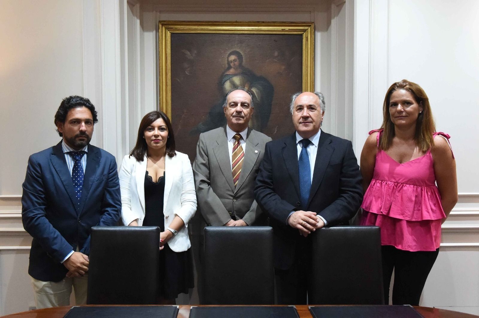 Los responsables del Nazareno, junto a Landaluce y Solanes