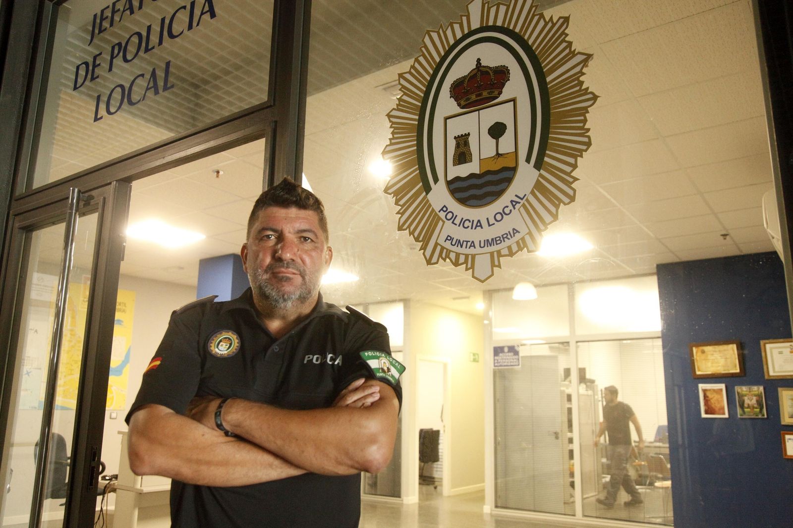 Antonio Garrido López en la sede de la Policía Local de Punta Umbría.