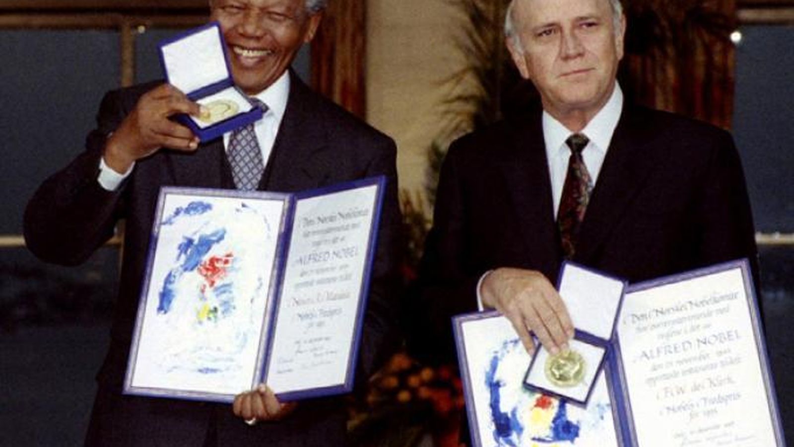 Mandela y De Klerk, Premios Nobel de la Paz en 1993.
