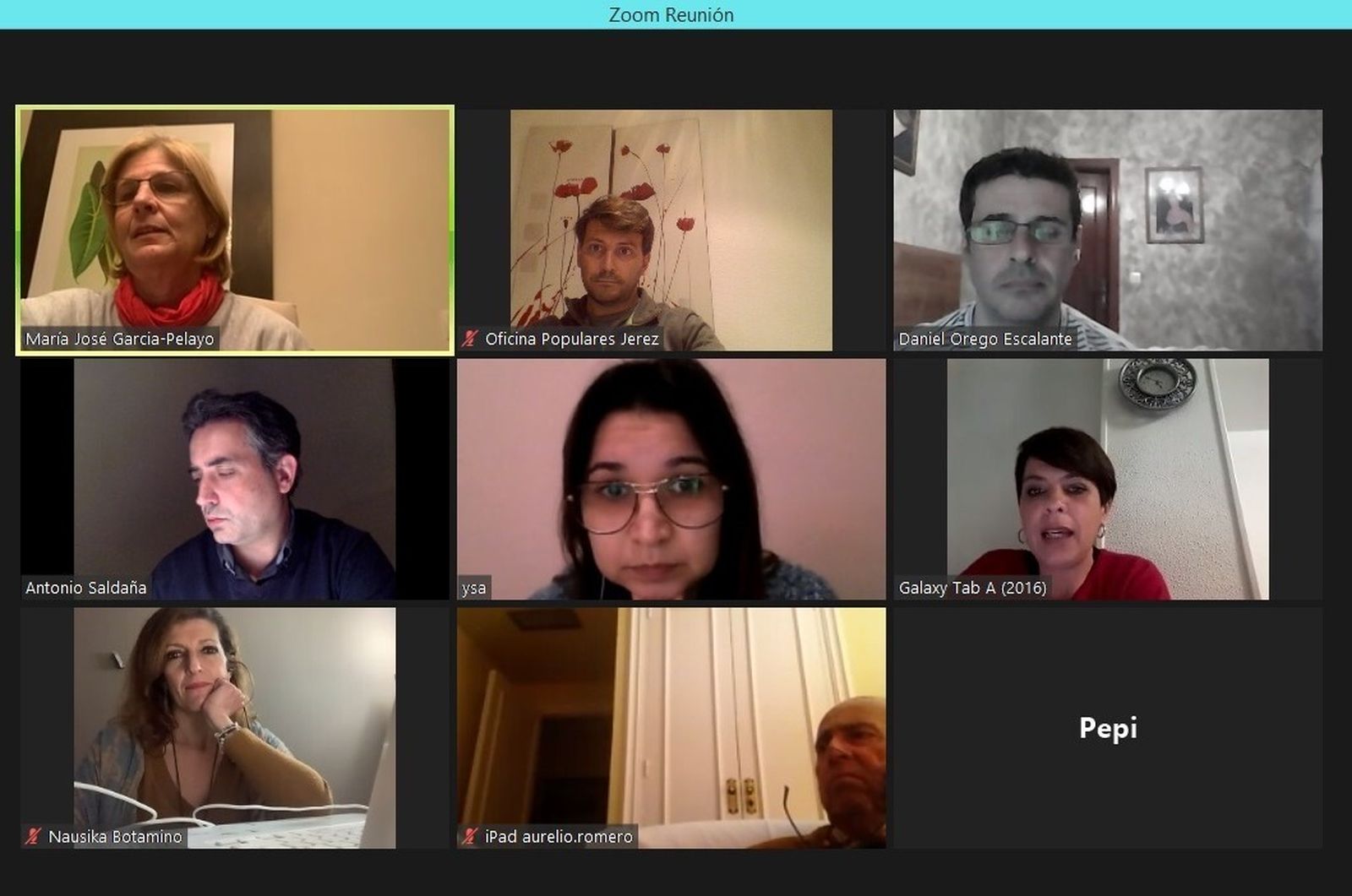 Imagen de la reunión telemática entre el PP y la plataforma "Creer en nosotros"