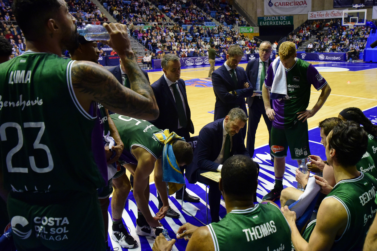 El Unicaja, en un tiempo muerto en Santiago