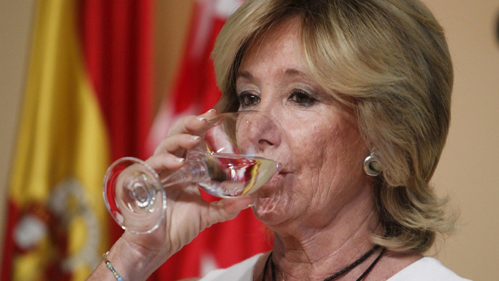 Esperanza Aguirre, durante su dimisión en 2012.
