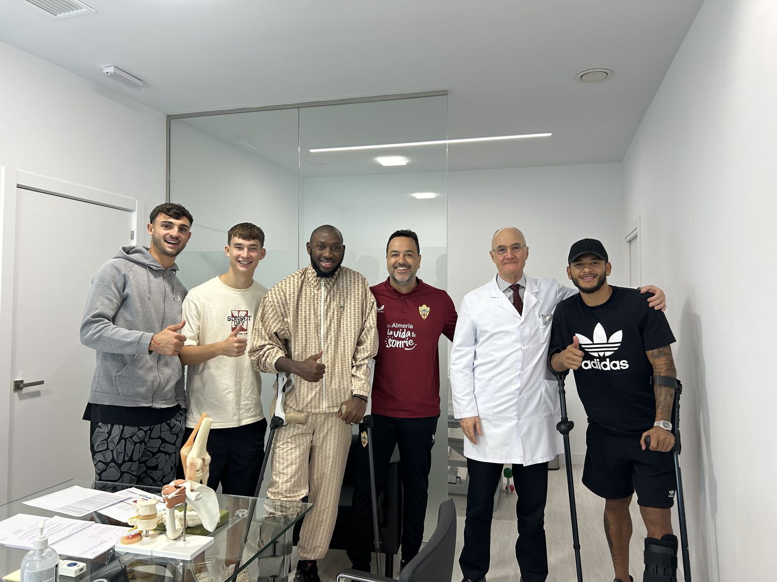 Pubill, Svidersky, Koné y Suárez, con los doctores Portugal y Ripoll