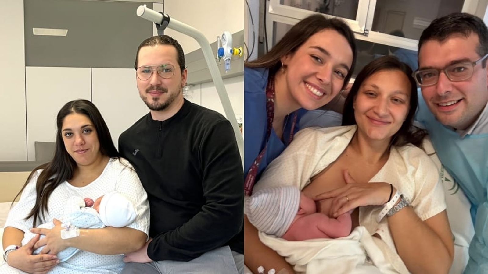 Jessica y Antonio Jesús posan con Diego y Aurora y Rafael con su hija Elena.