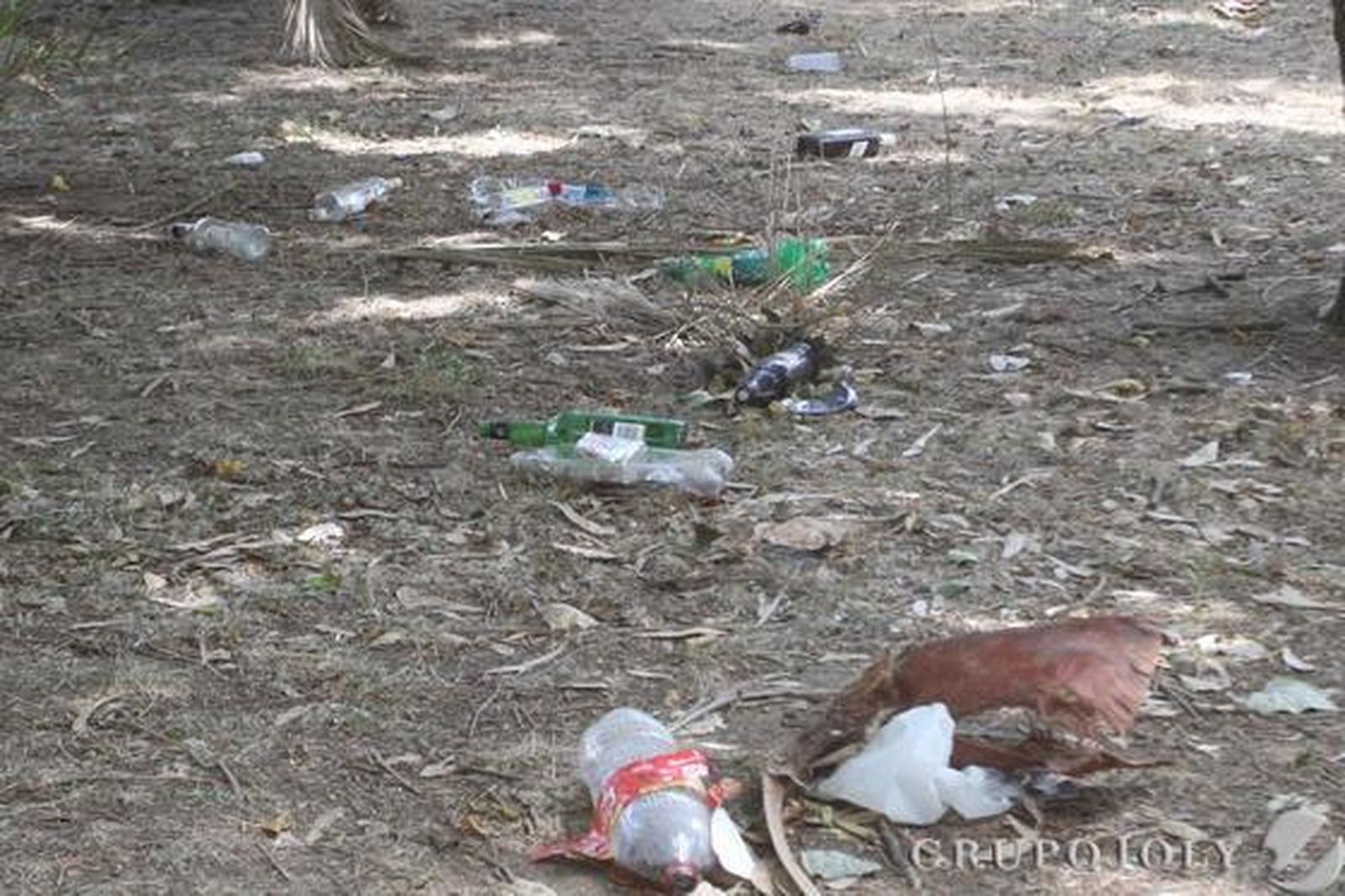 Cantidad de cristales y plásticos que se observan por todas partes.

Foto: Paco Guerrero