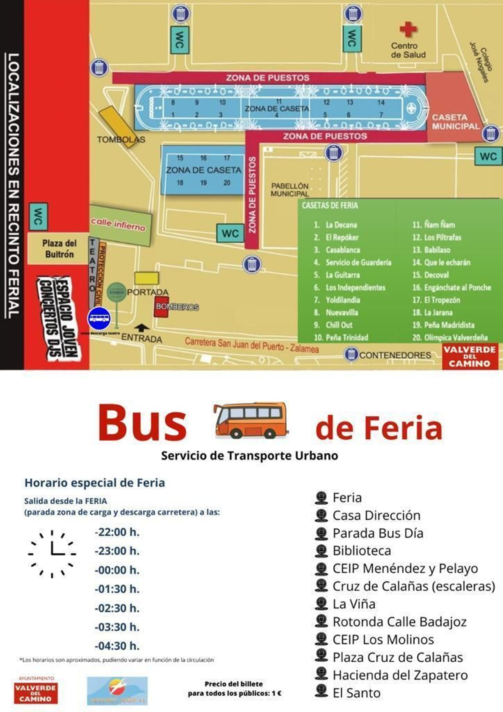 Plano del recinto y horarios del 'Bus de Feria'