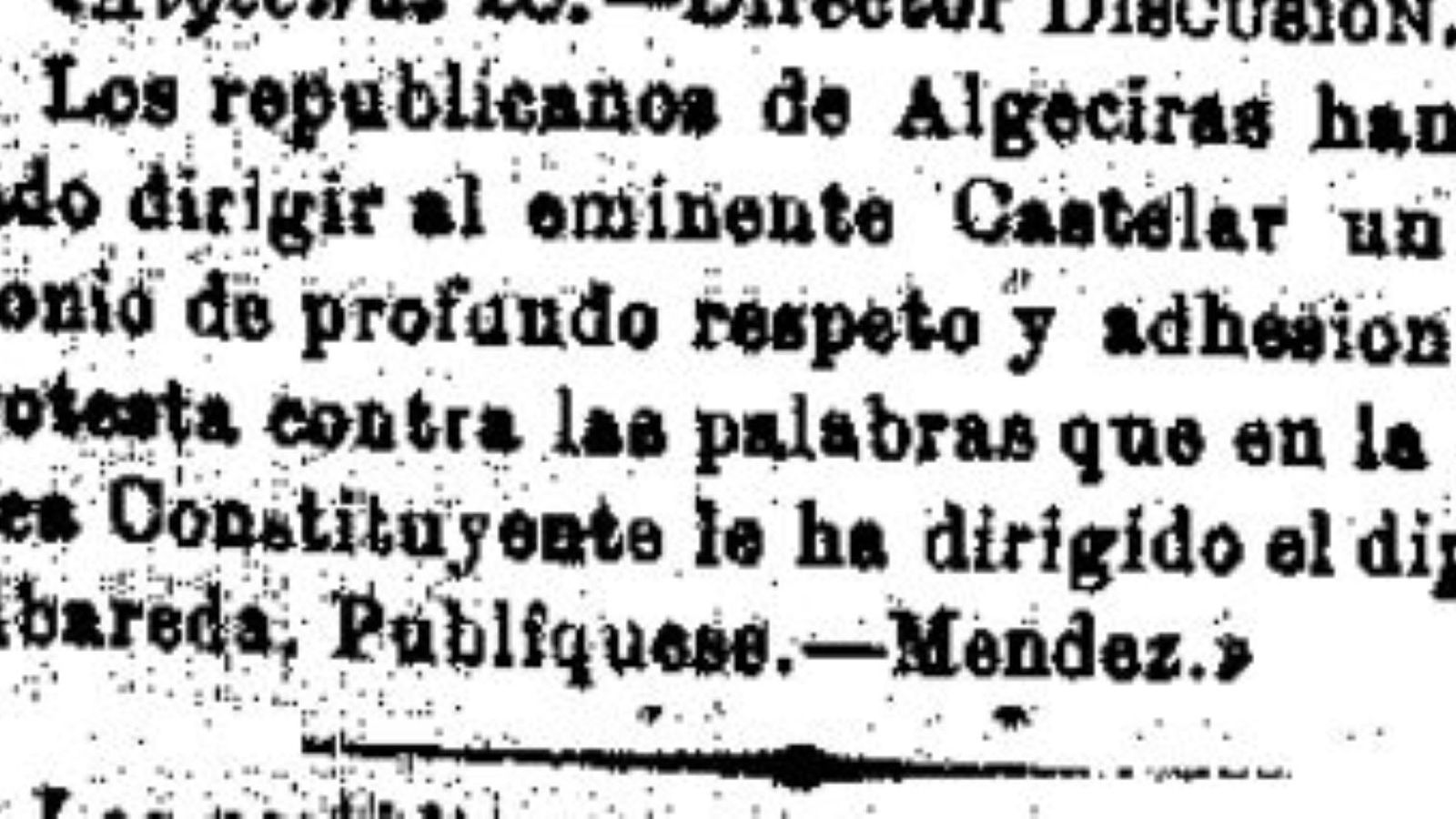 Los republicanos locales en apoyo de Emilio Castelar.