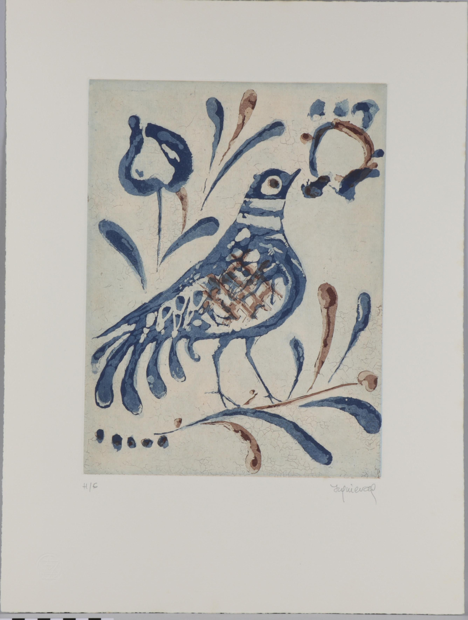 Uno de los grabados con la cerámica de fajalauza como inspiración