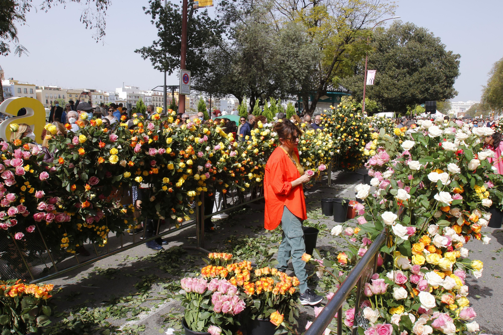 CORTE DEL PASEO COLON CON MERCADILLOS Y COLOCACION DE FLORES