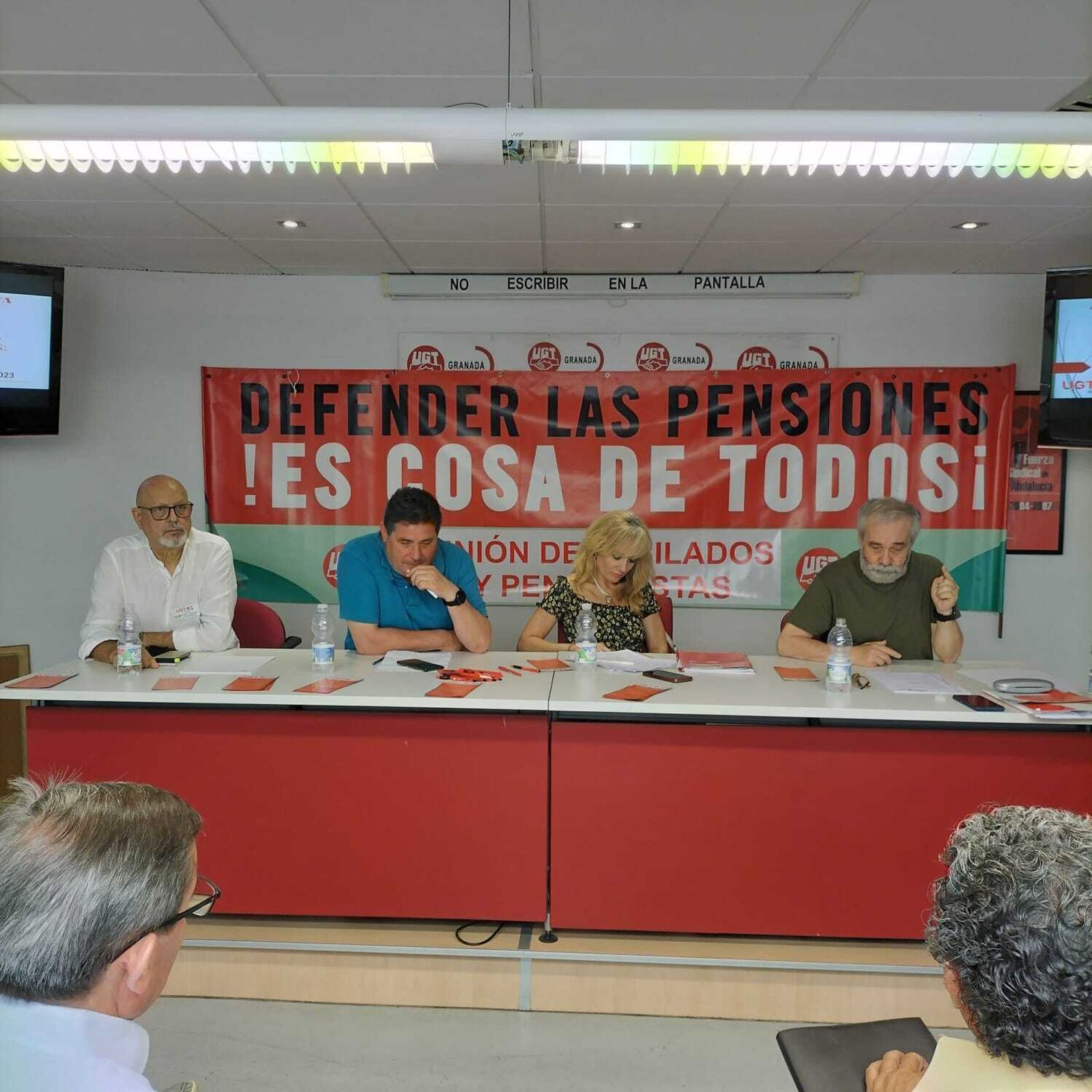 Carmen Castilla y demás miembros que dan orden a la asamblea