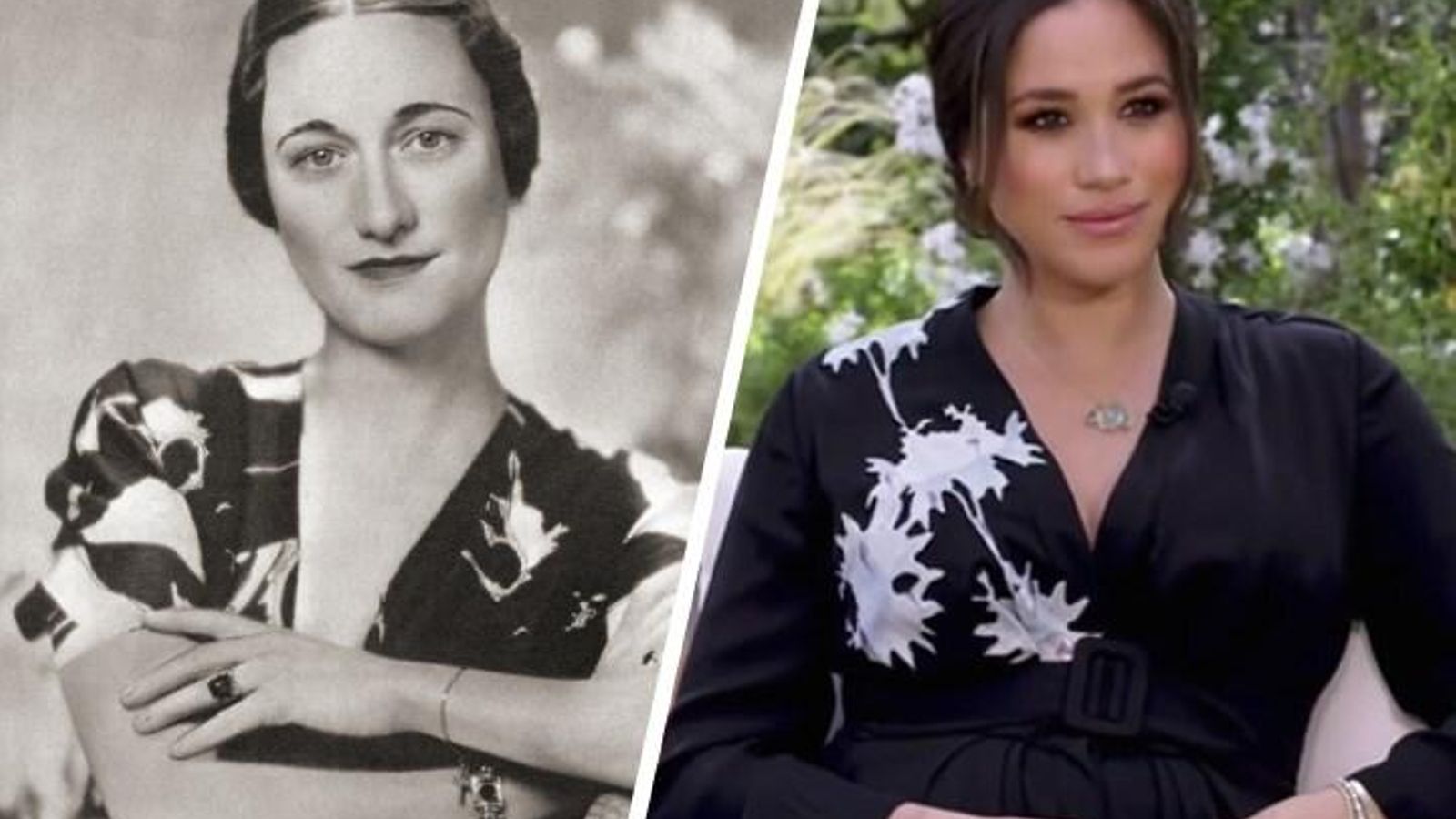 Wallis Simpson y Meghan Markle con modelos parecidos