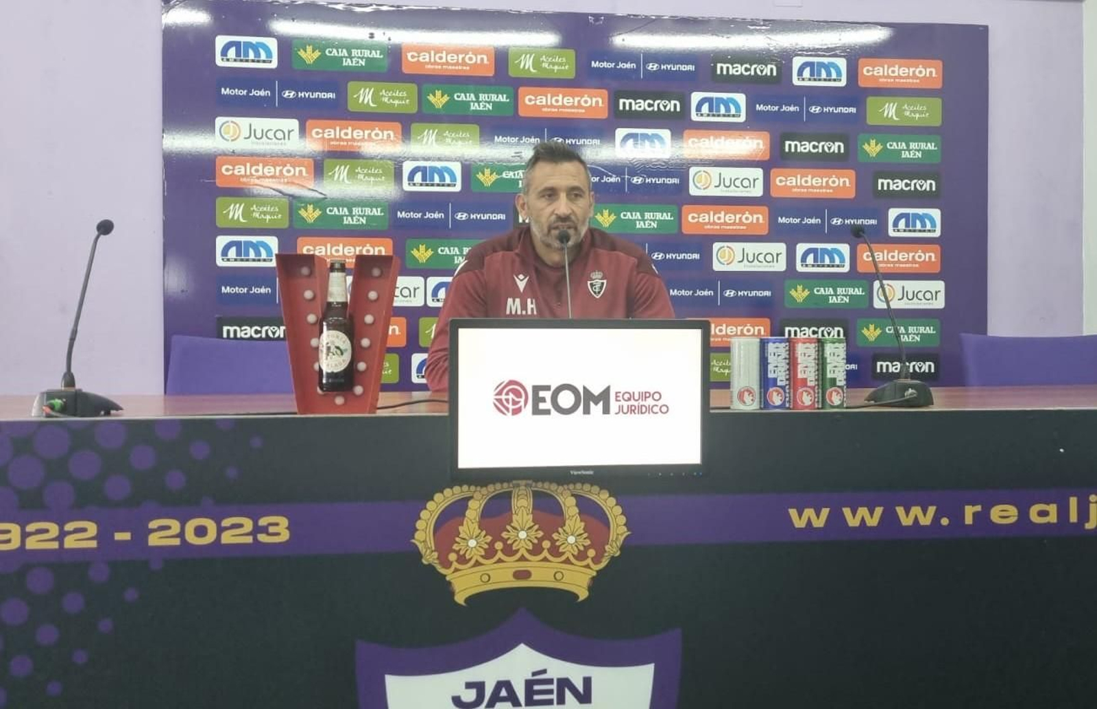 Manolo Herrero, en la sala de prensa de La Victoria.