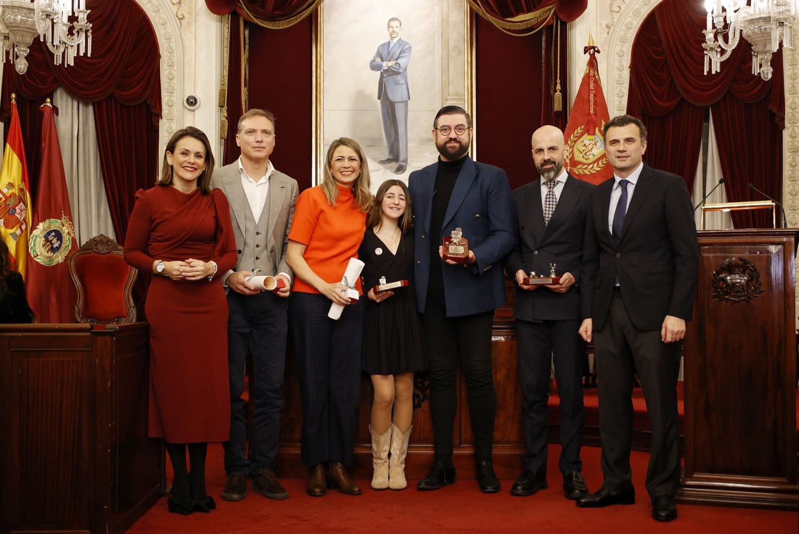 La recepción de los pregoneros, dios Momo y Hércules de Oro en el Ayuntamiento de Cádiz
