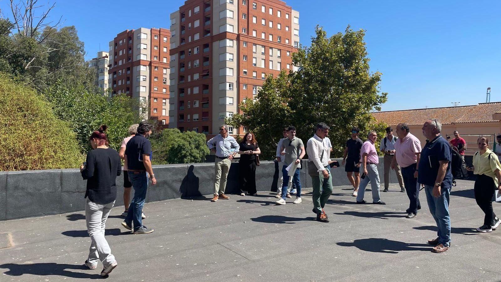 Empresas interesadas en construir la Ciudad de la Justicia de Algeciras visitan los terrenos, este jueves.