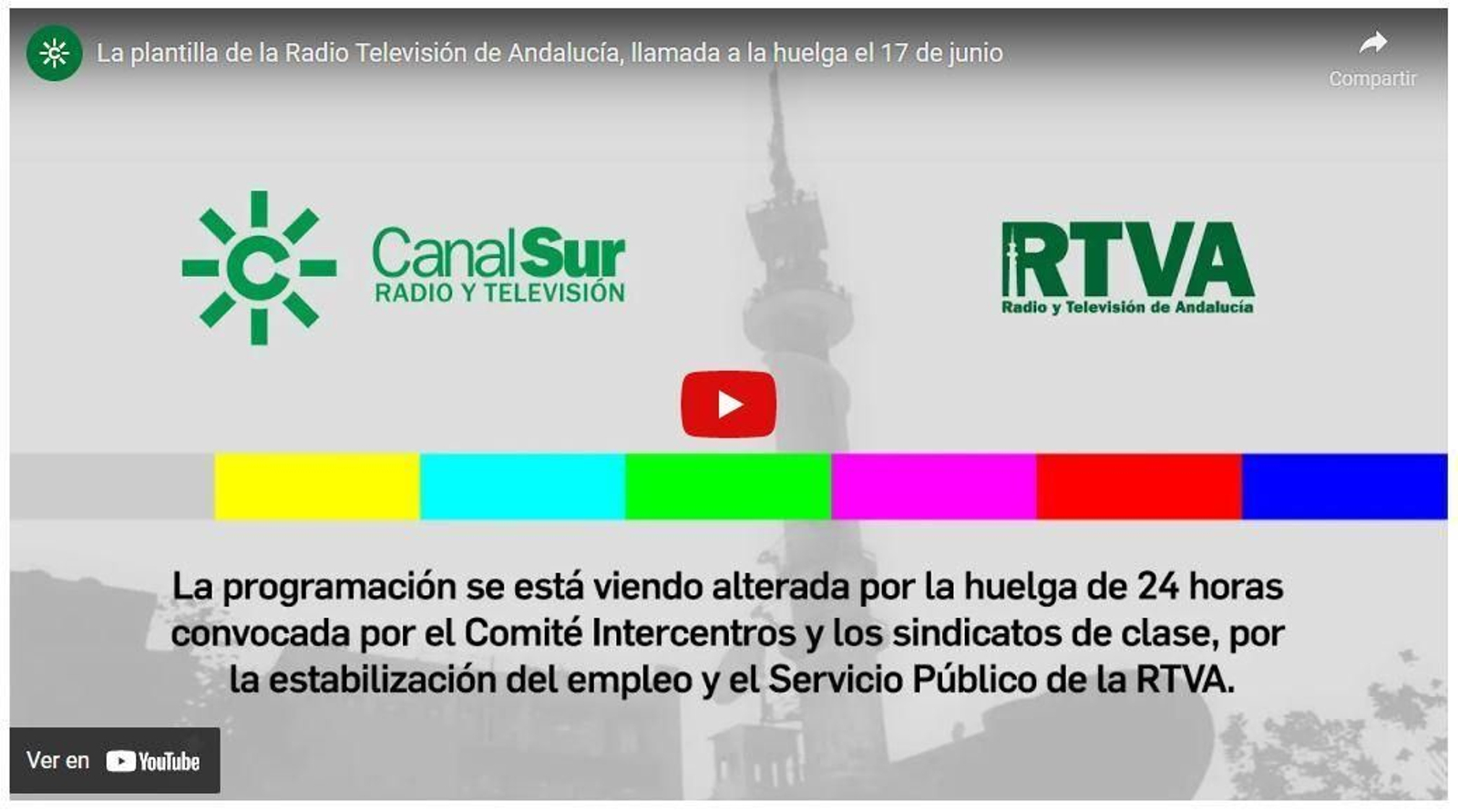 Mensaje en la web de Canal Sur.