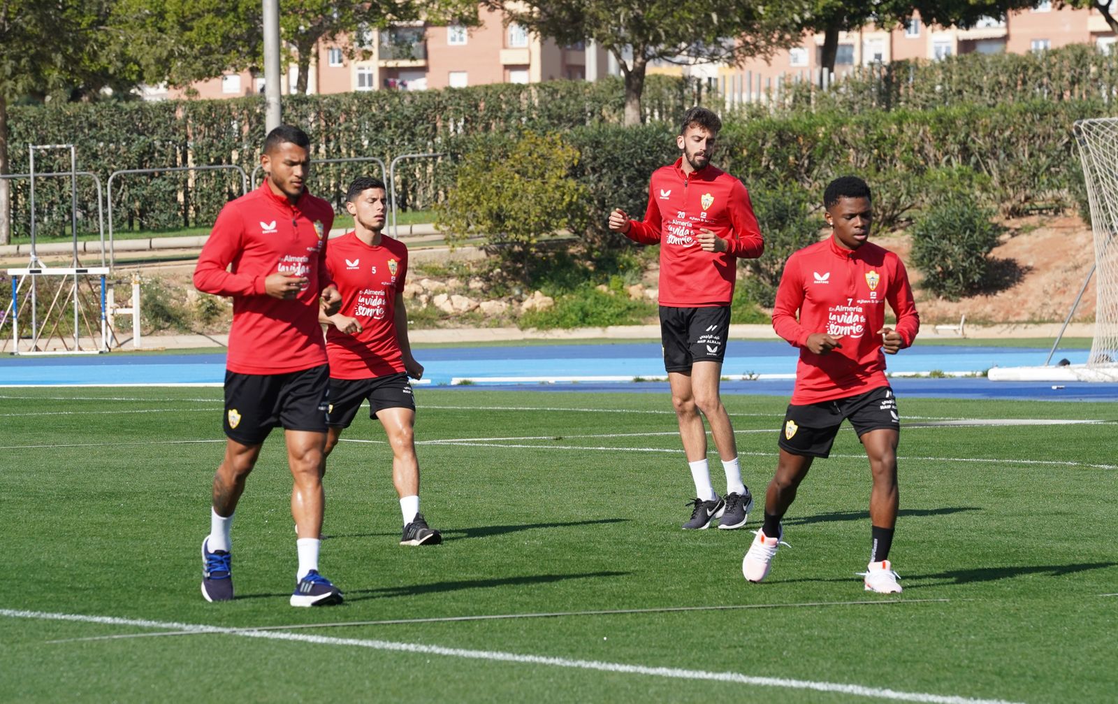 Suárez, Robertone, Centelles y Ramazani, en un entrenamiento en el anexo