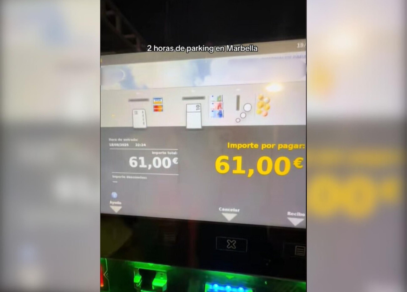 Precio del coste del parking en Marbella de las influencers por dos horas.