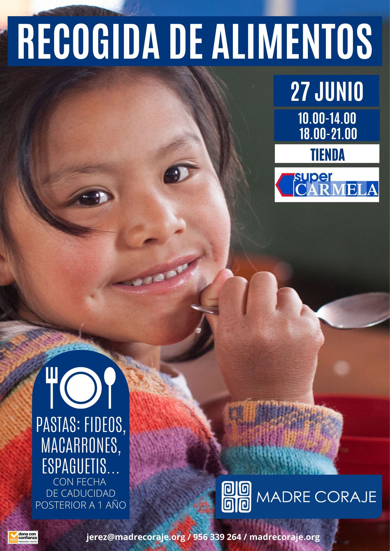 Detalle del cartel de la recogida de alimentos de Madre Coraje.