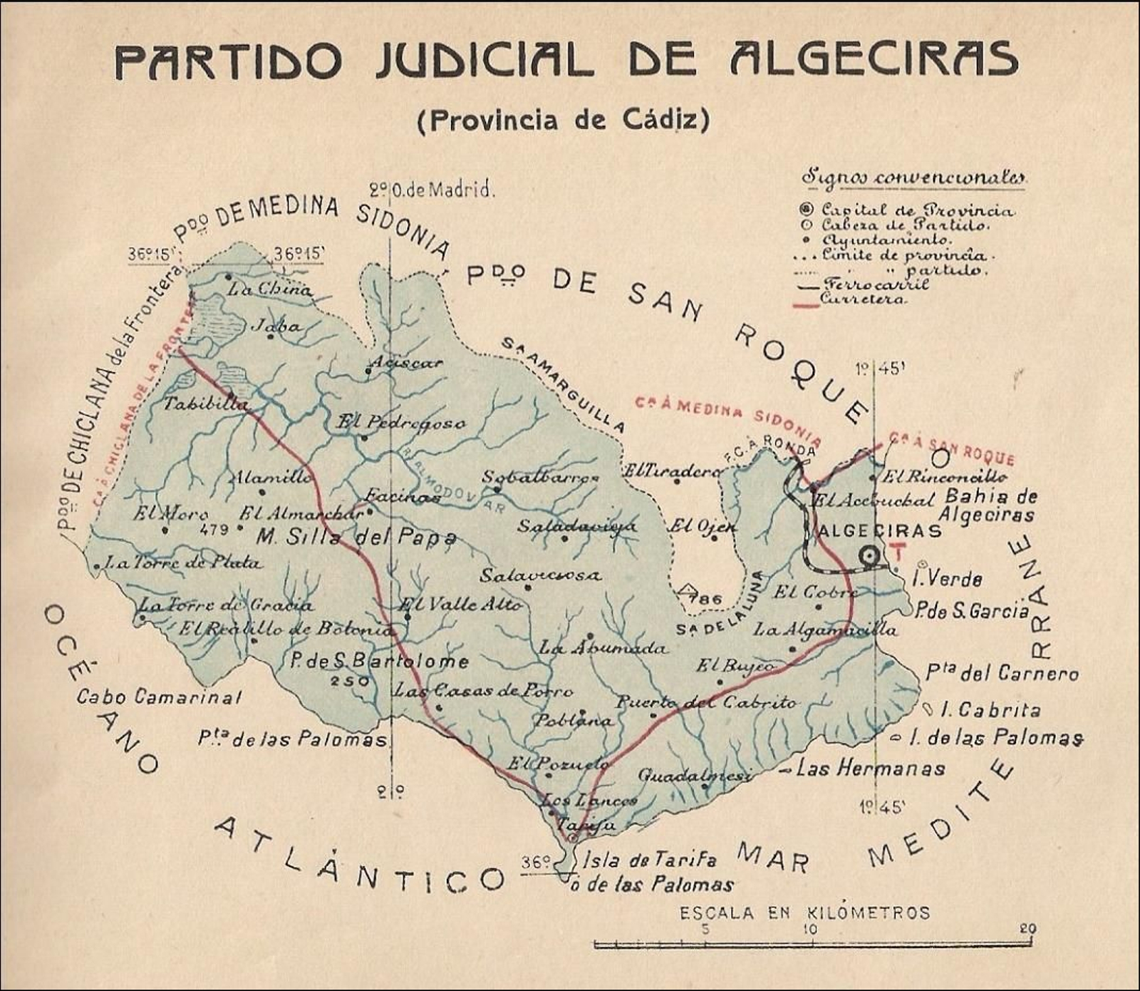 El plano del antiguo partido judicial de Algeciras