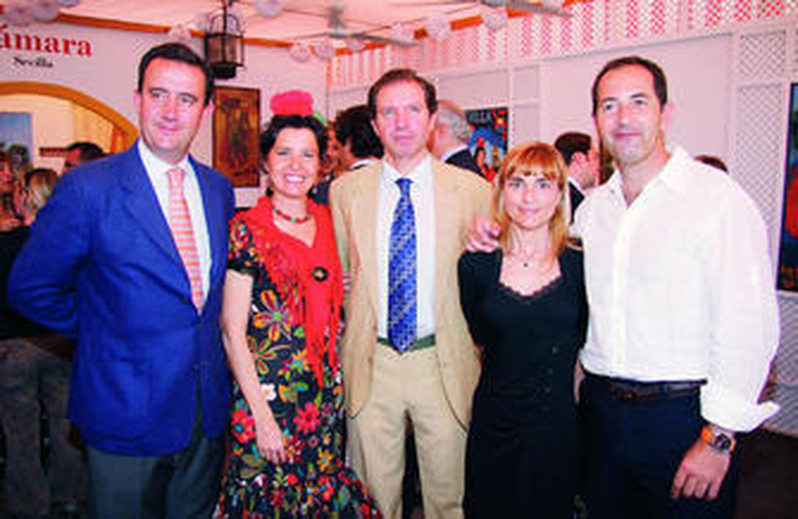Felipe Luis Maestro (Fibes), José Miguel de Nicolás (Consorcio de Turismo), la edil Rosamar Prieto-Castro, José Manuel Flores (autónomos), y Manuel Otero Alvarado (Hoteles).