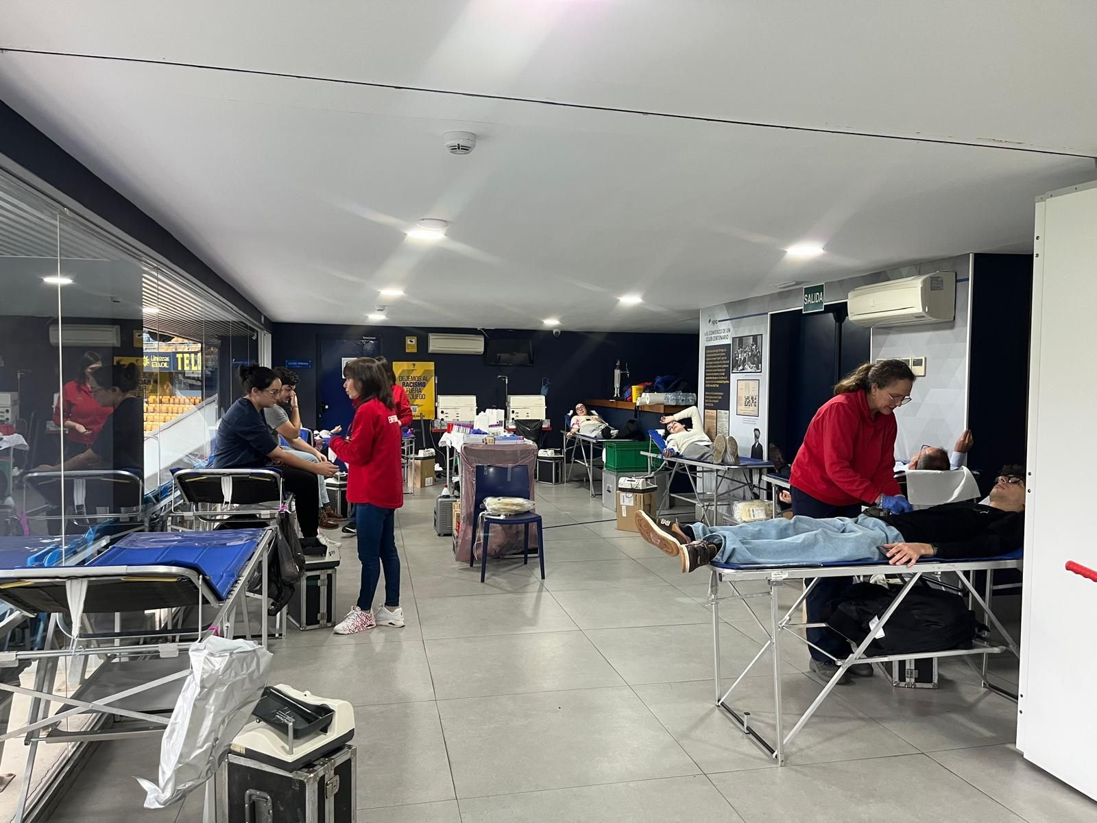 Donación de sangre en el estadio gaditano el pasado mes de enero.