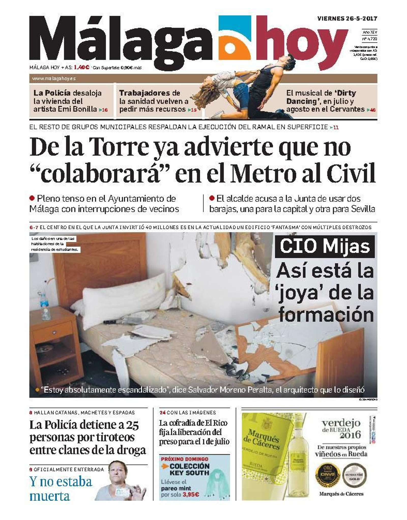 El Pleno apoya el tramo.  El alcalde se queda solo en el Pleno, que apoya el tranvía;De la Torre advierte de que “no colaborará”.