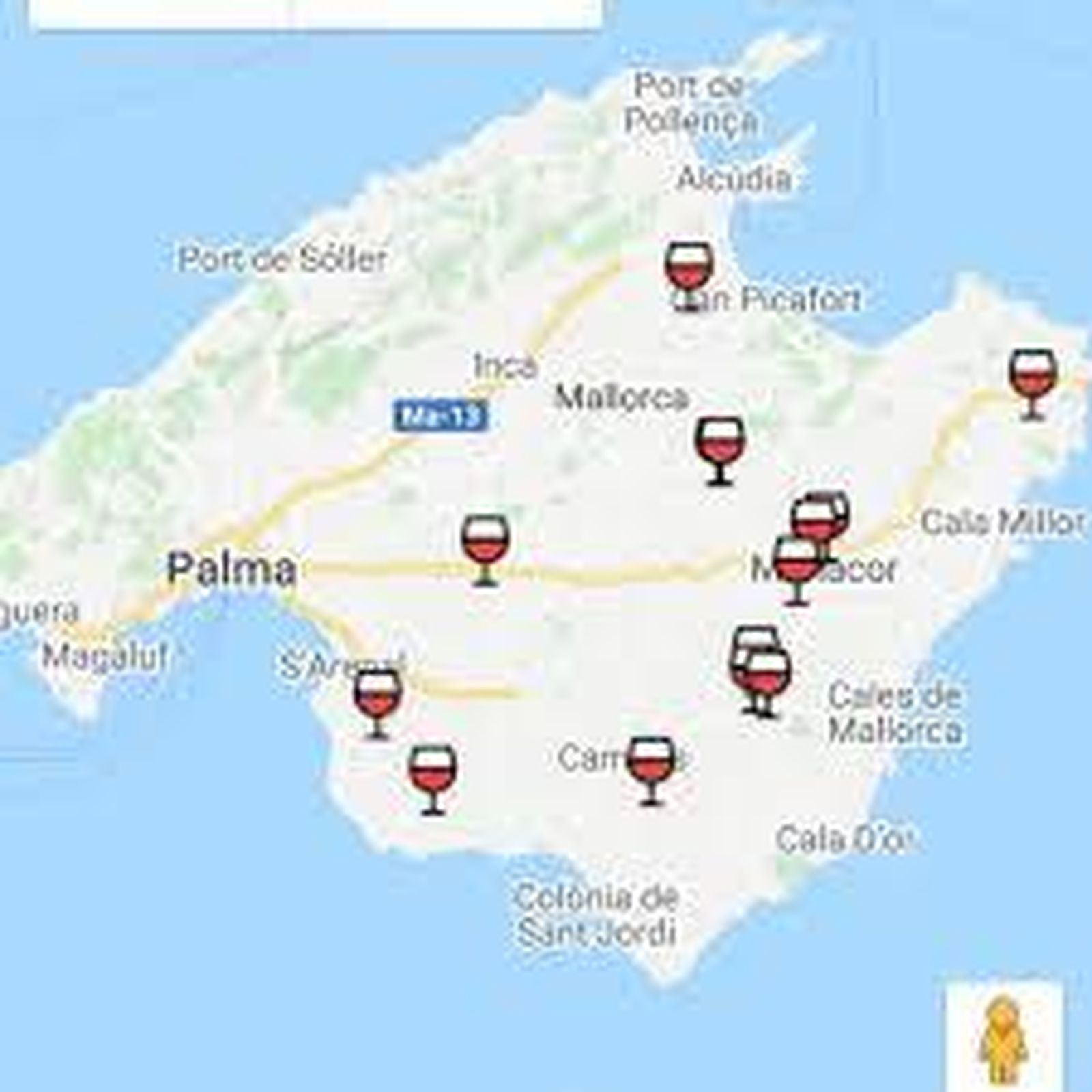 Mapa de la ruta enológica Pla i Llevant