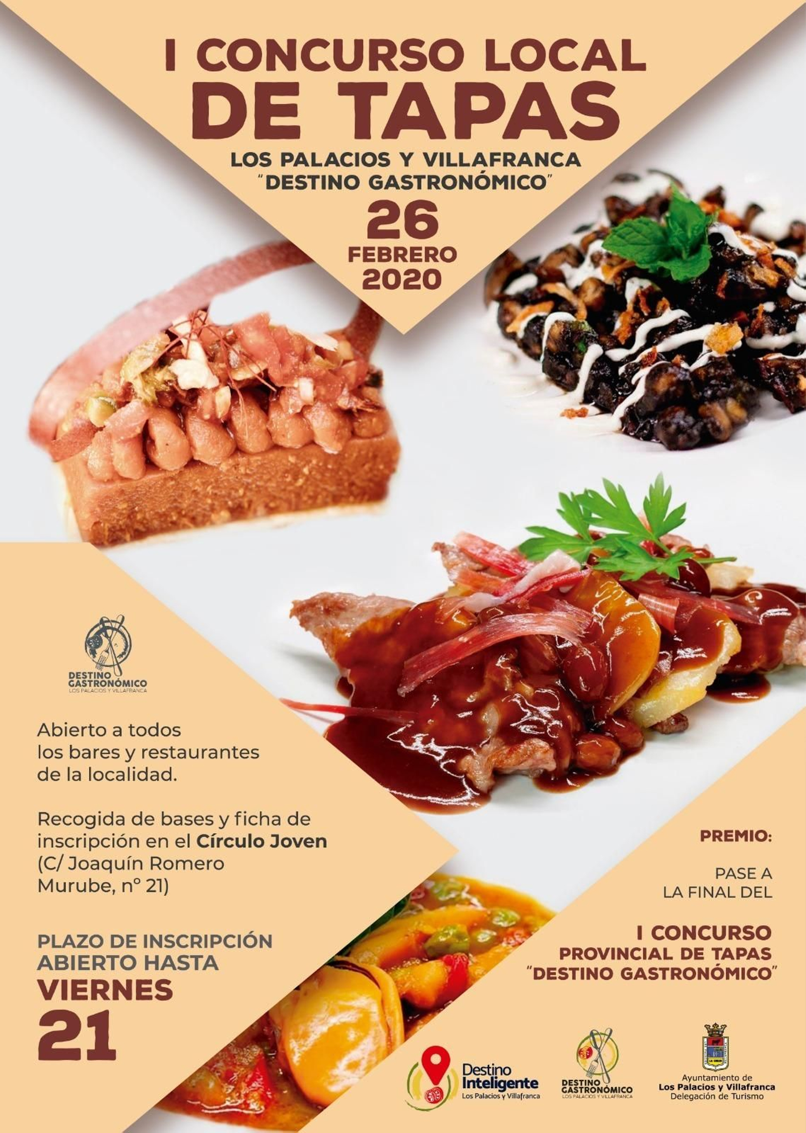 Cartel del I Concurso de Tapas Los Palacios y Vfca Destino Gastronómico.