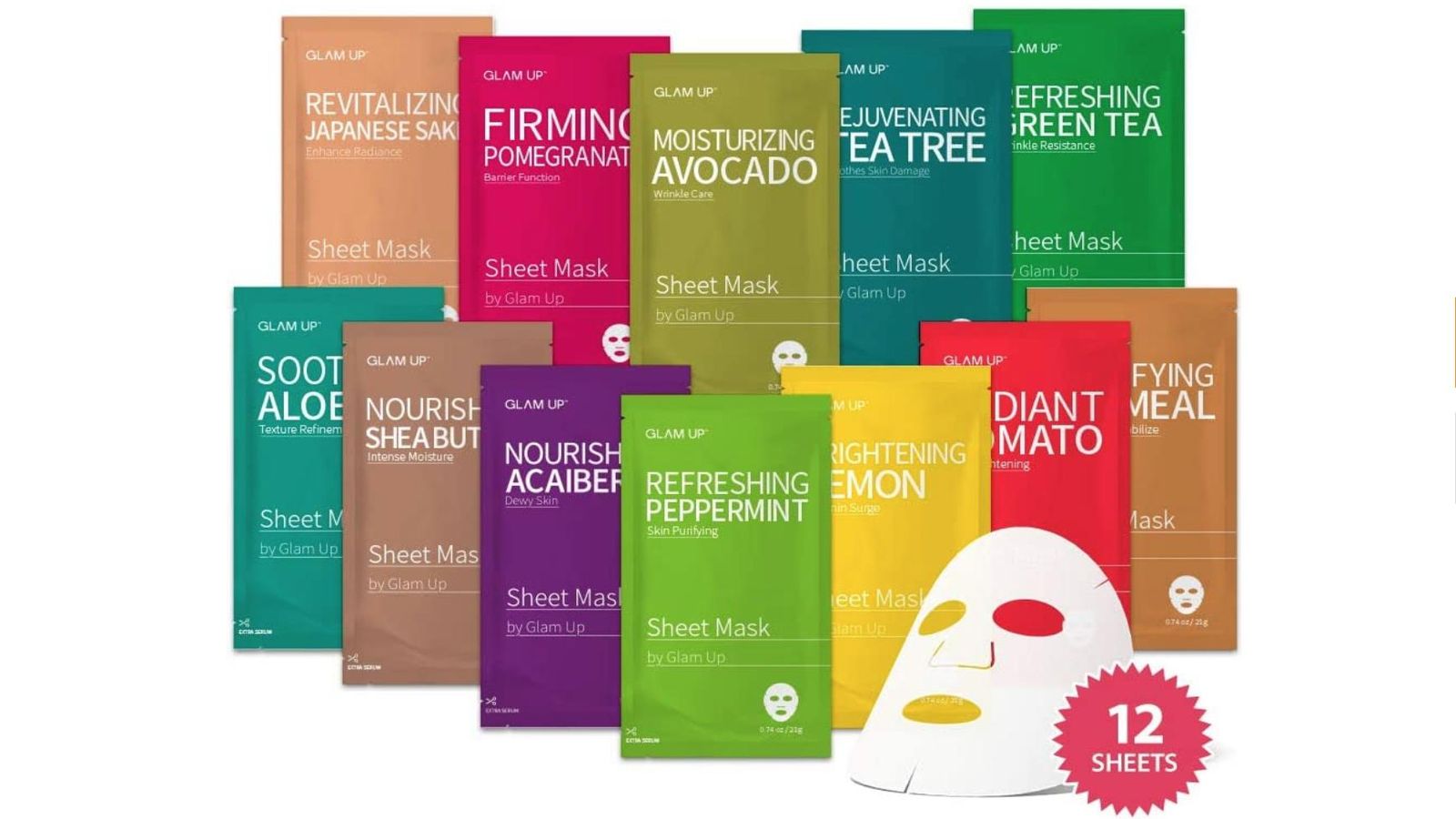 Mascarilla de hoja de Glam Up Facial Sheet Mask BTS 12Combo