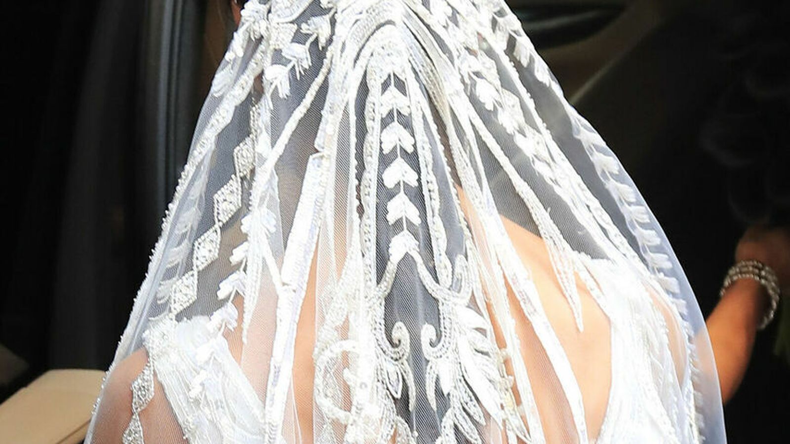 Velo de novia que lució Pilar Rubio el sábado.