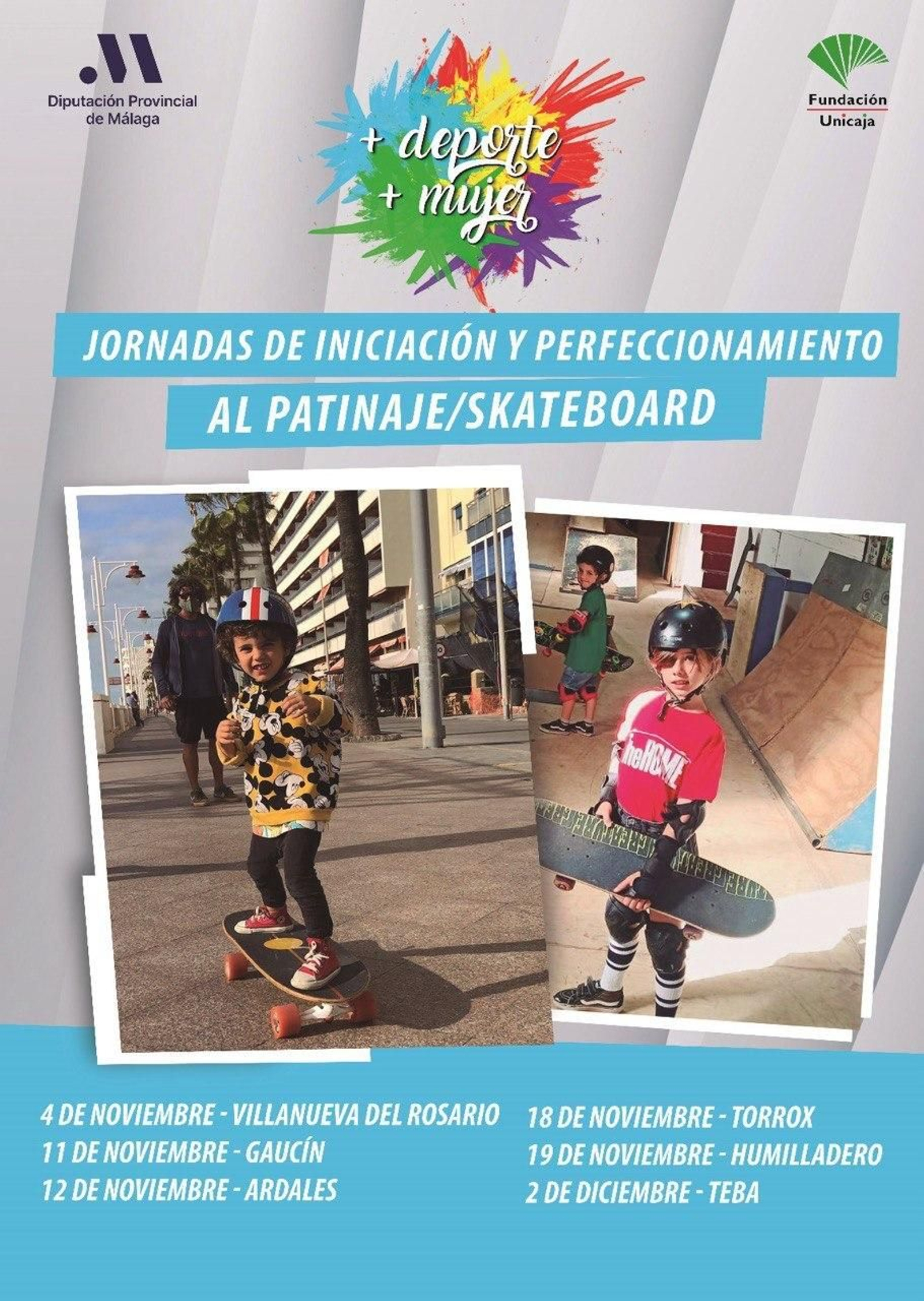 Cartel de las jornadas de iniciación y perfeccionamiento al patinaje y skateboard