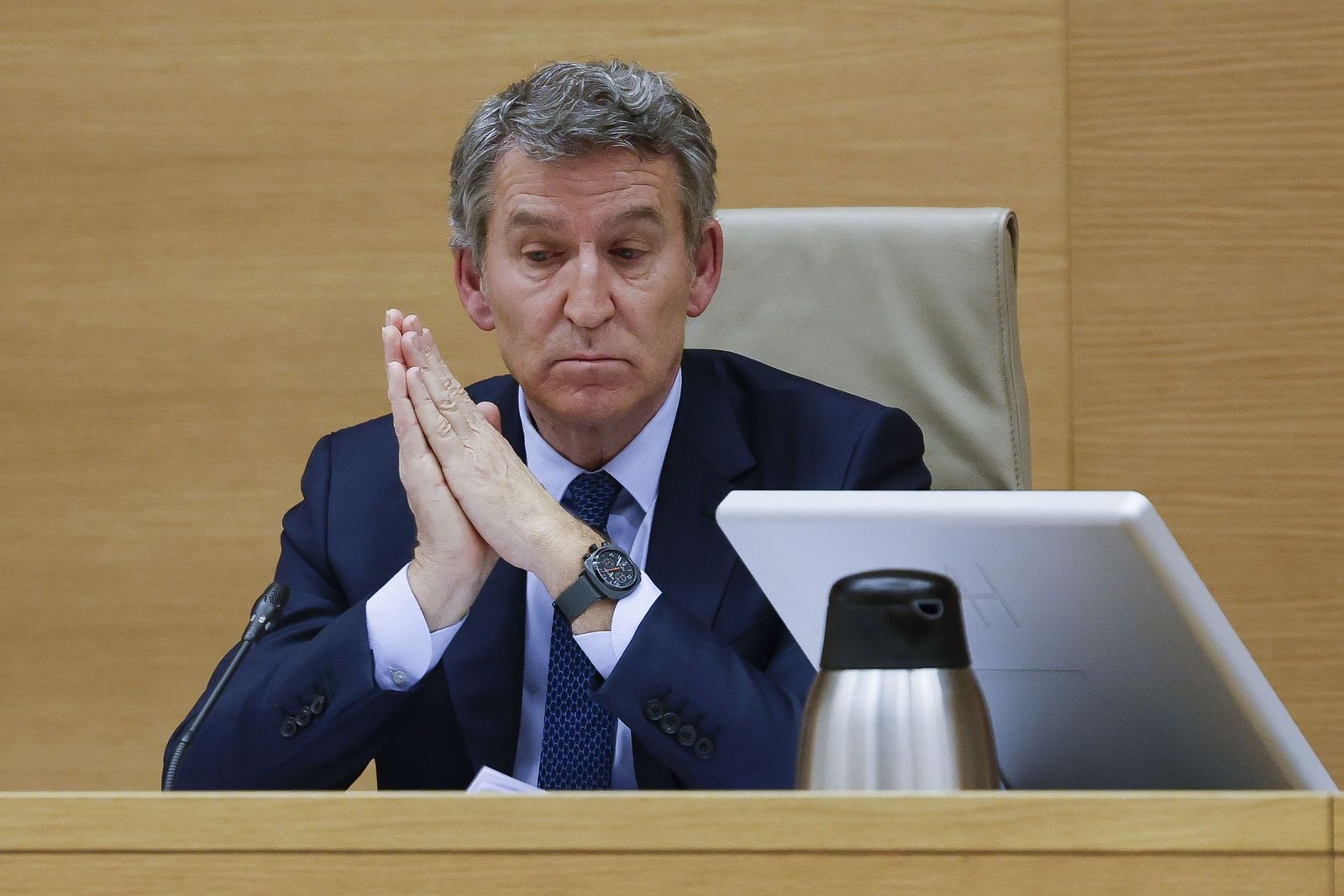 El presidente del PP, Alberto Núñez Feijóo, en su comparecencia ante la comisión en el Congreso de la dana.