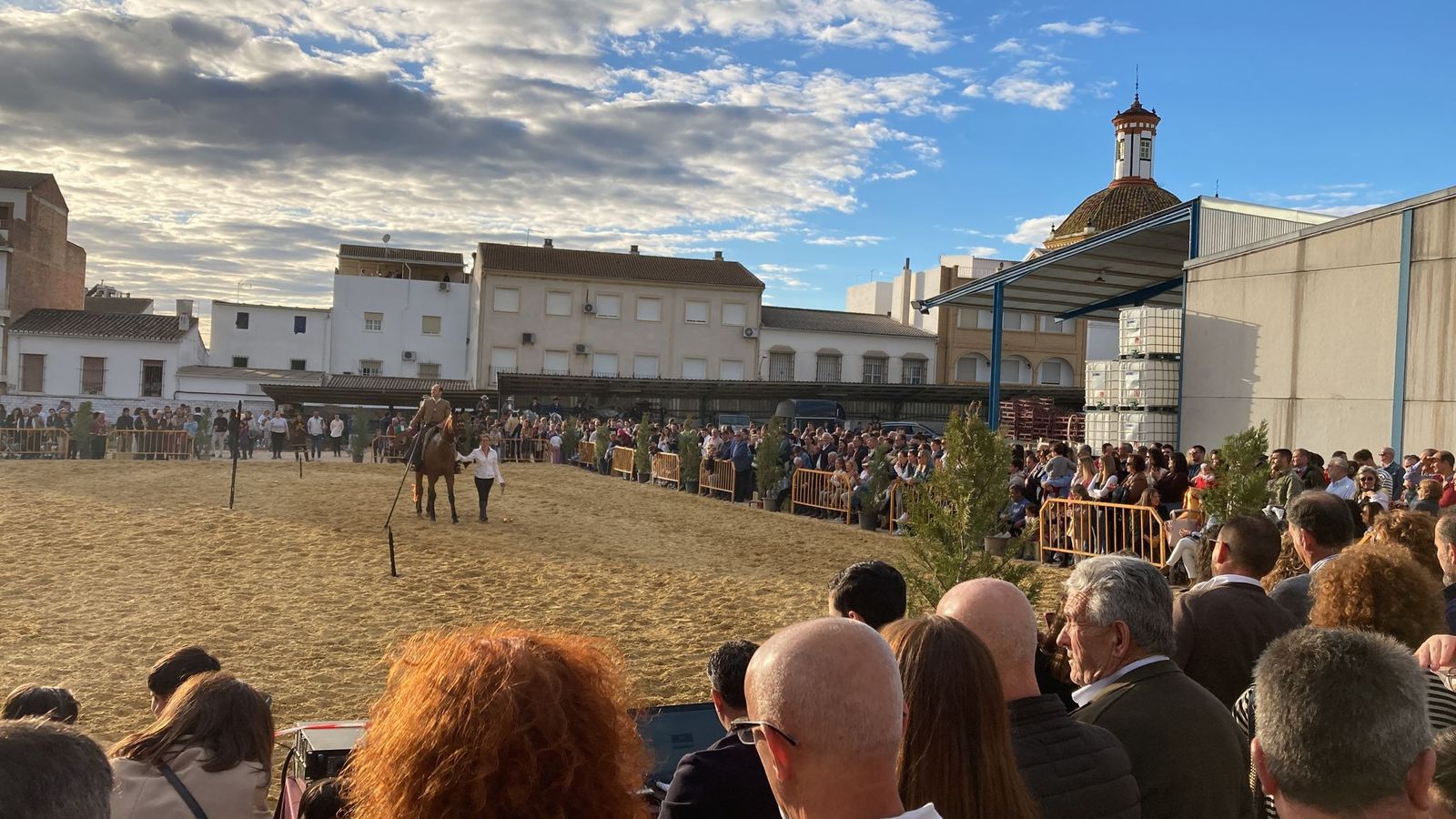 Exhibición ecuestre en el patio de Bodegas del Pino en Montalbán.