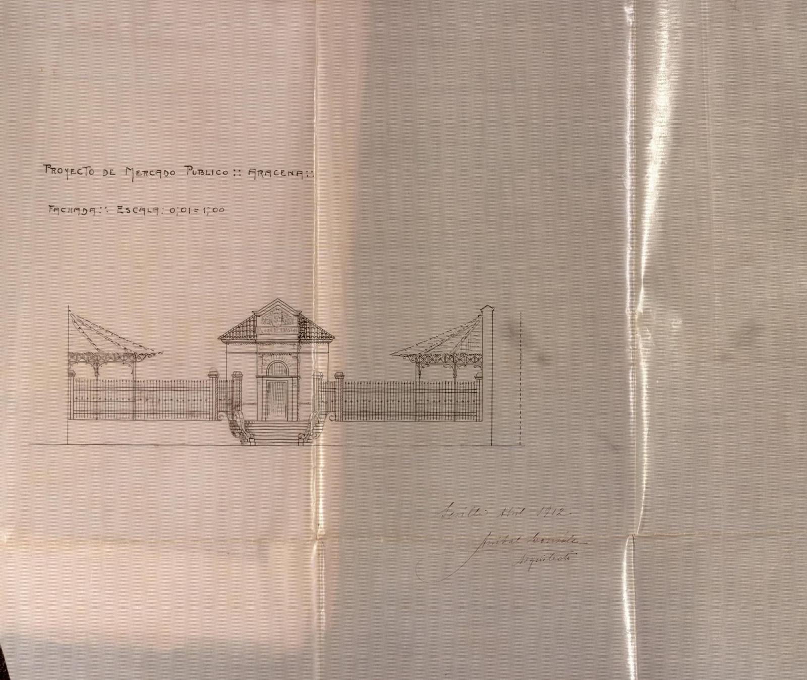 Plano de Aníbal González de la Plaza de Abastos, 1912.