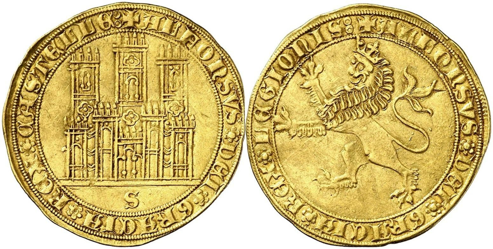 Moneda de oro acuñada por el rey Alfonso XI.