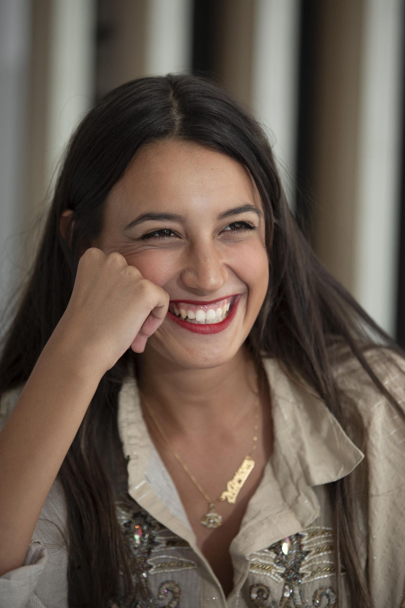 La artista en un momento de la entrevista.