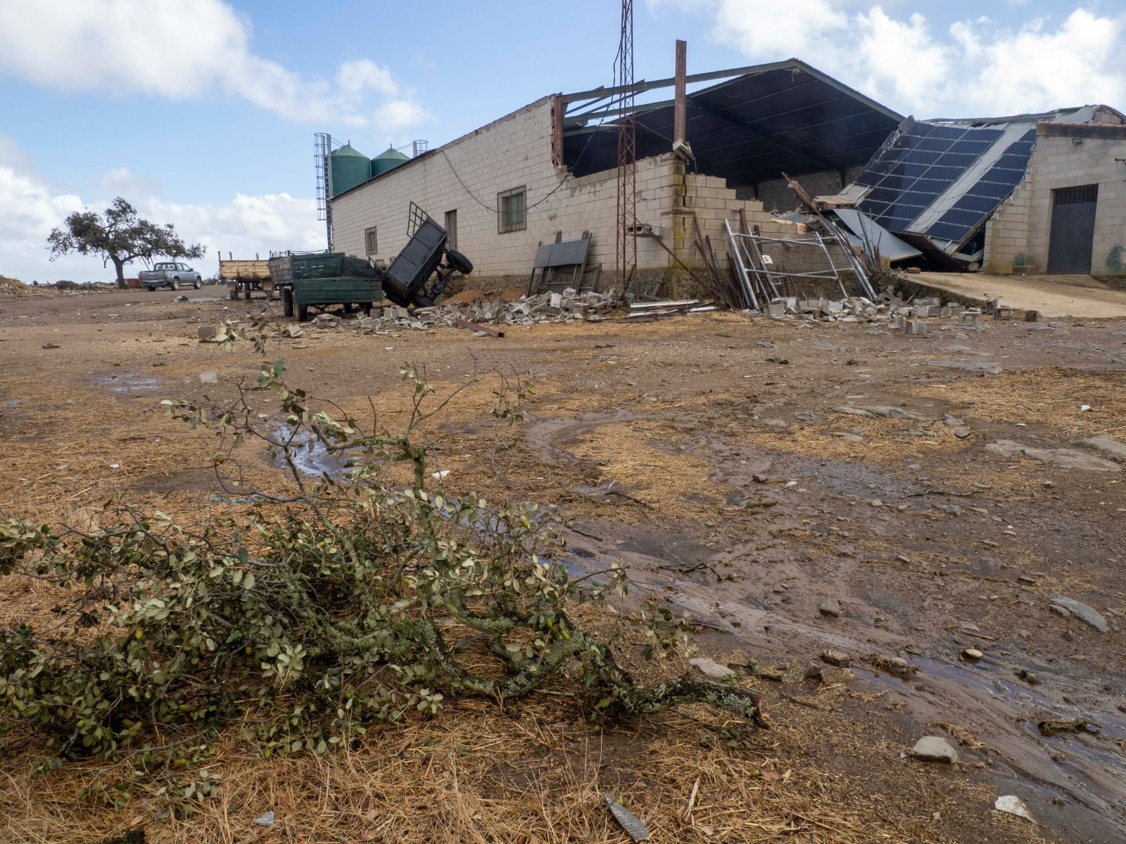 Imágenes de los destrozos provocados por un tornado en Villanueva de los Castillejos