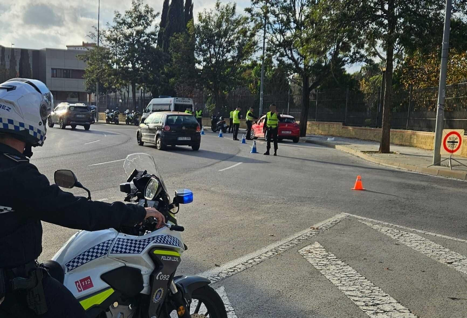Un control de alcoholemia en Jerez.