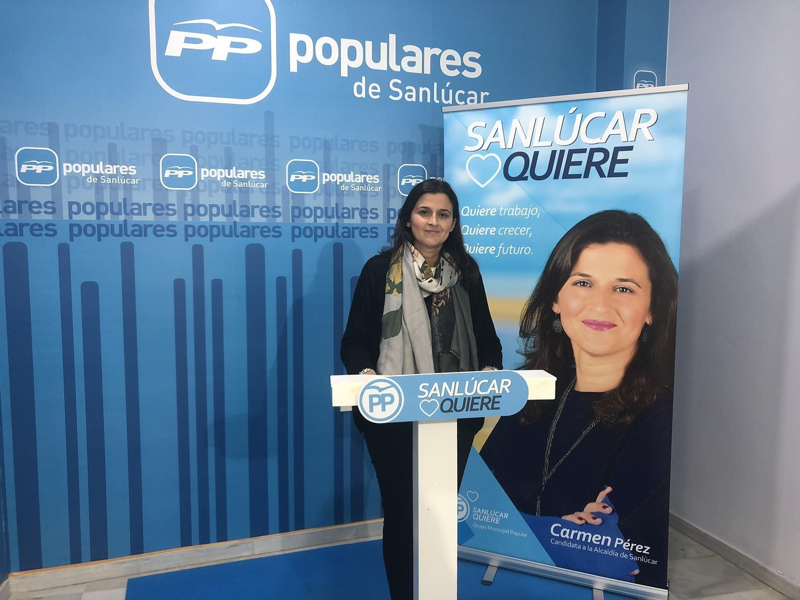 Carmen Pérez, portavoz municipal y candidata del PP a la Alcaldía de Sanlúcar.
