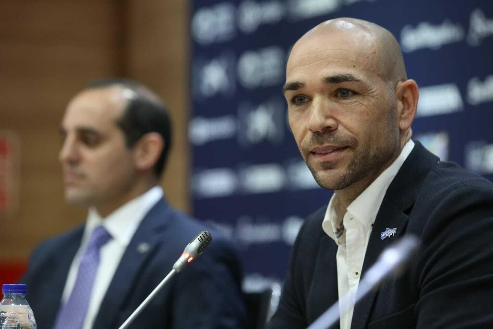 Manolo Gaspar, en la sala de prensa de La Rosaleda.