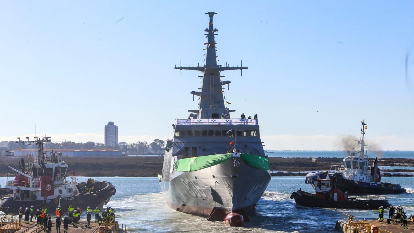 Así ha sido la botadura de la corbeta 'Unayzah' en Navantia San Fernando