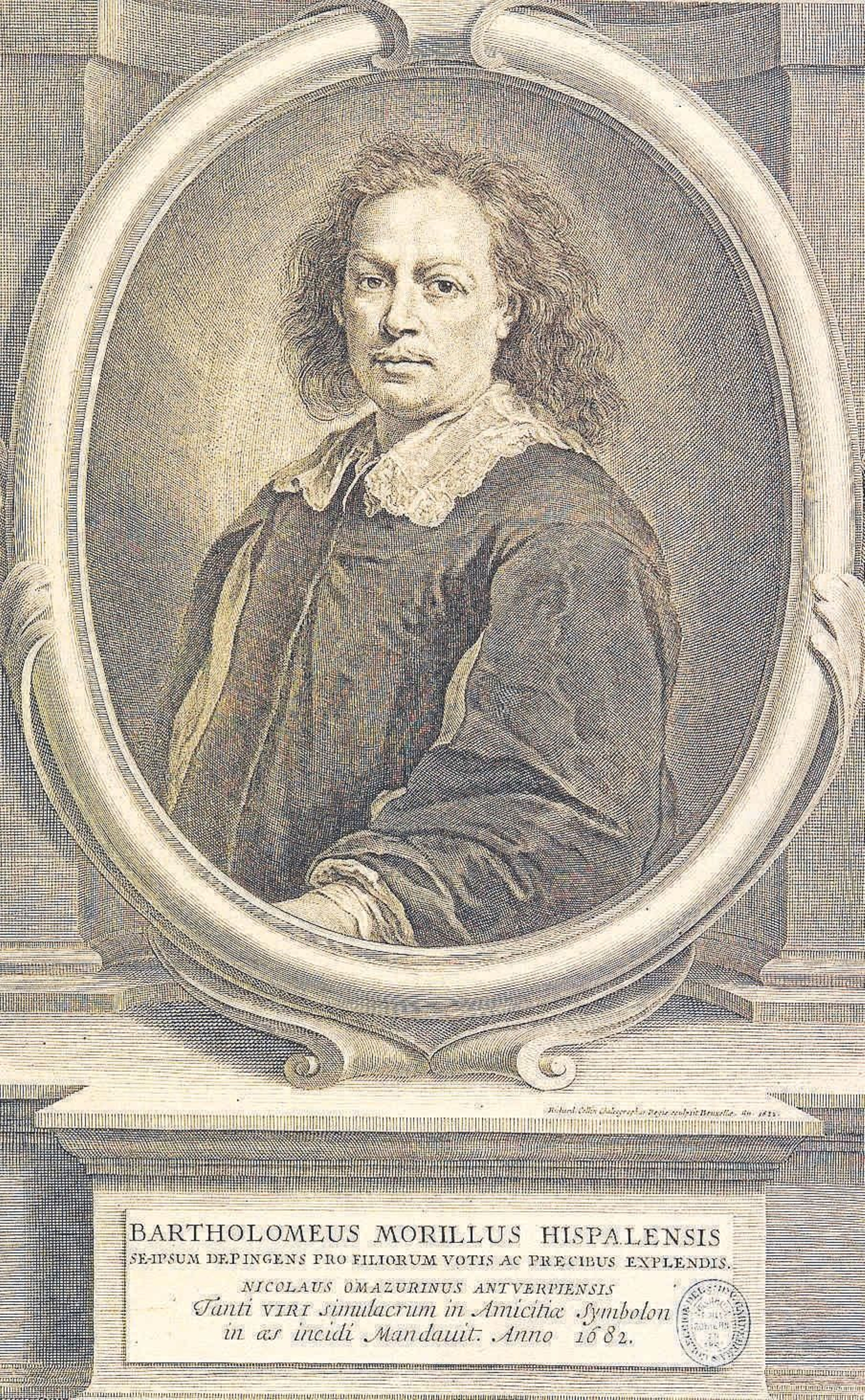 Aguafuerte de Richard Collin de 1682, inspirado en el 'Autorretrato con valona' de Murillo (1670) que hoy custodia la National Gallery.