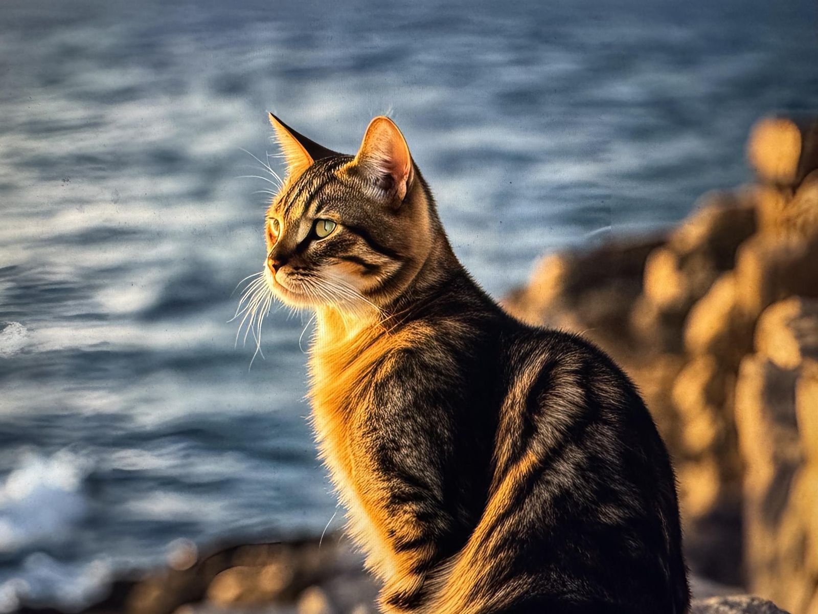 Un gato en la costa