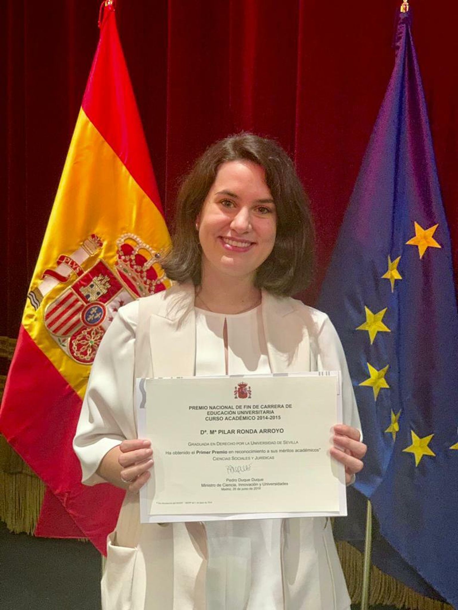 Pilar Ronda, la sevillana que ha logrado el primer premio de Derecho que otorga el Ministerio de Educación.