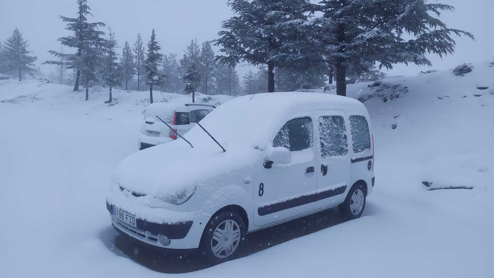 Estampa invernal esta mañana en Calar Alto, en la Sierra de los Filabres