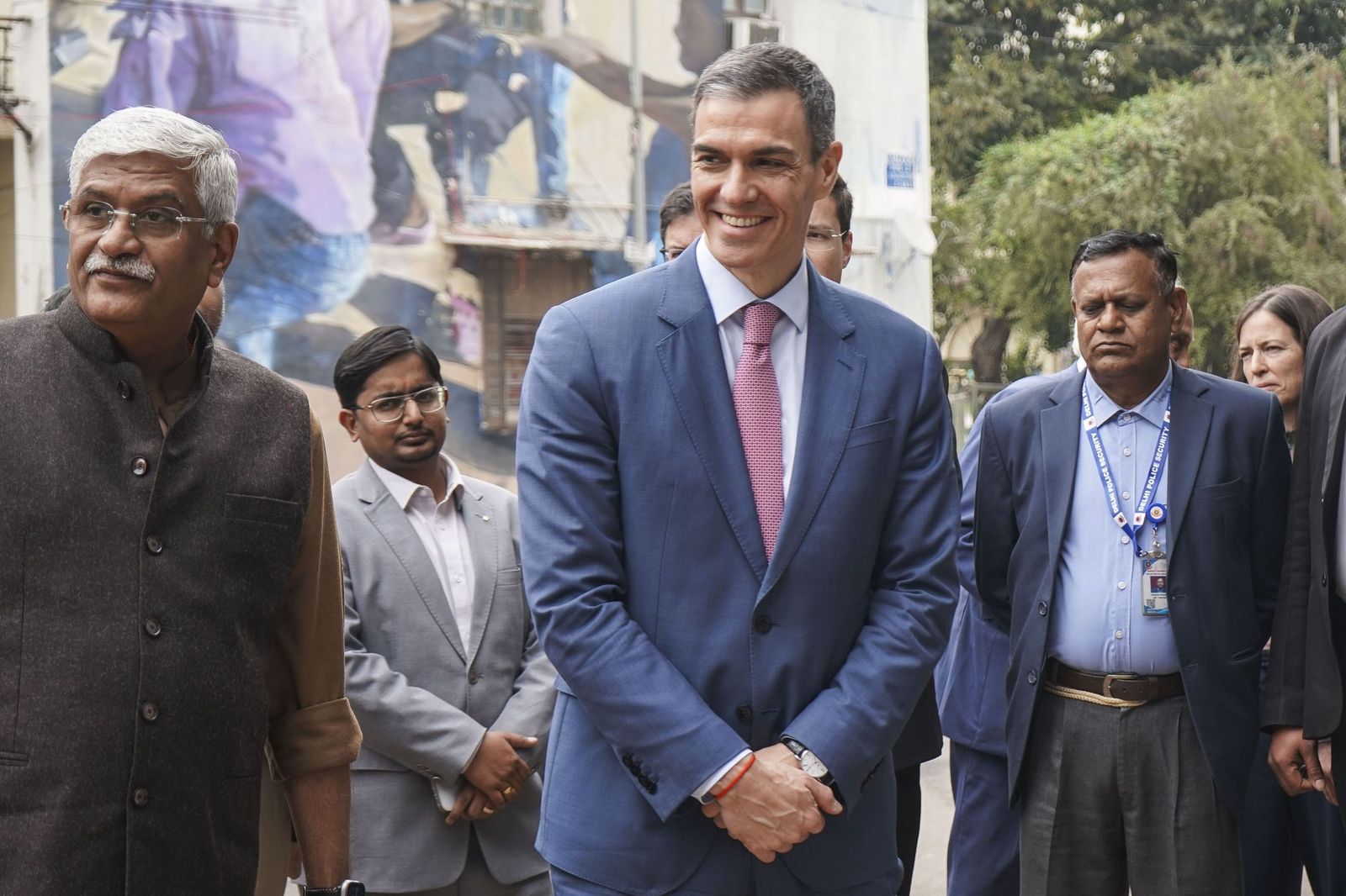 El presidente del Gobierno, Pedro Sánchez, este miércoles en Nueva Delhi.