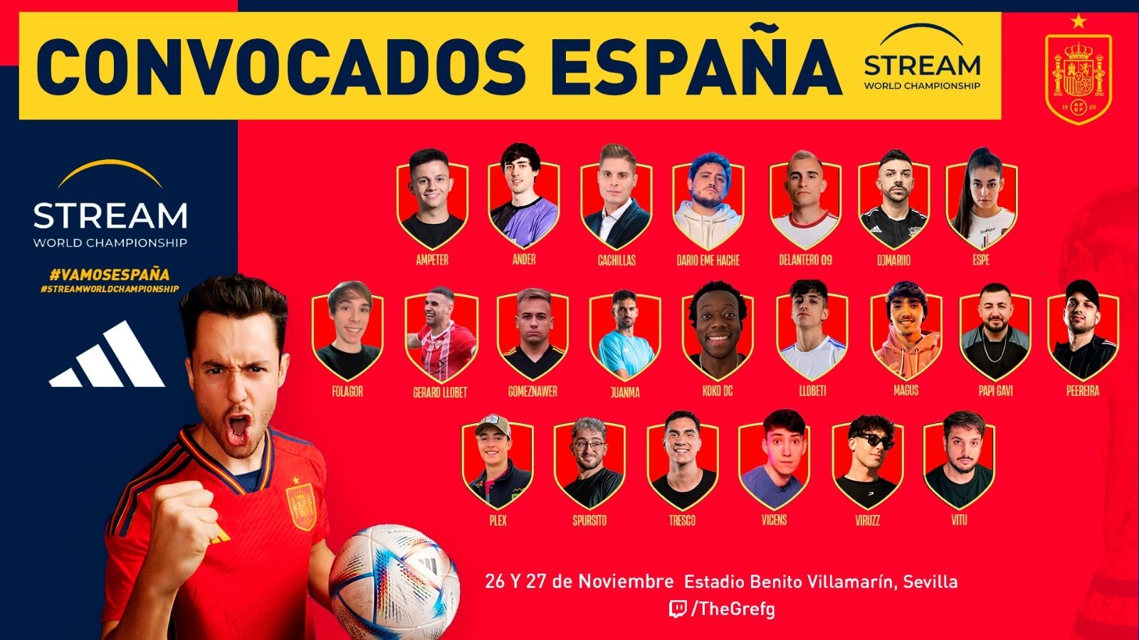 La selección español de 'streamers' que jugará en el Benito Villamarín.