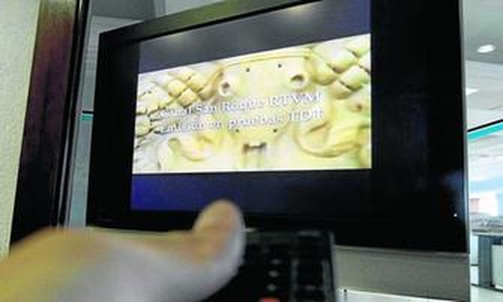 Una televisión muestra la señal de Canal San Roque RTVM captada a través de TDT, ayer.