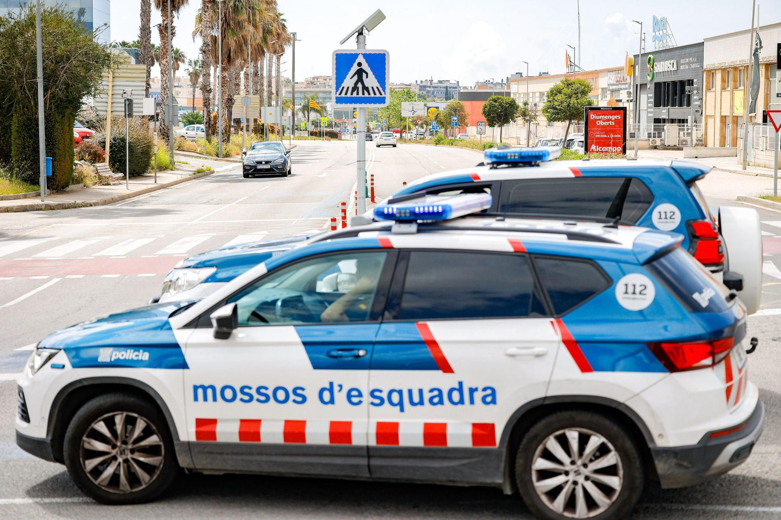 Dos vehículos de los Mossos d'esquadra.