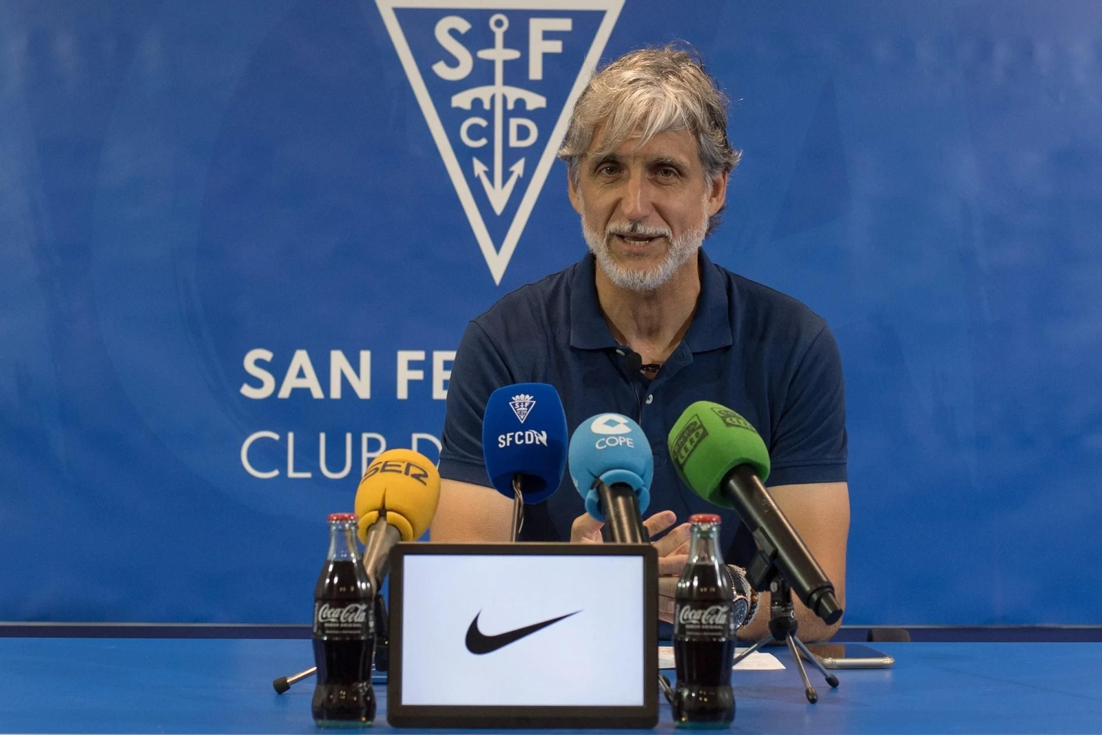 Pablo Alfaro, en la sala de prensa del Iberoamericano de Bahía Sur.
